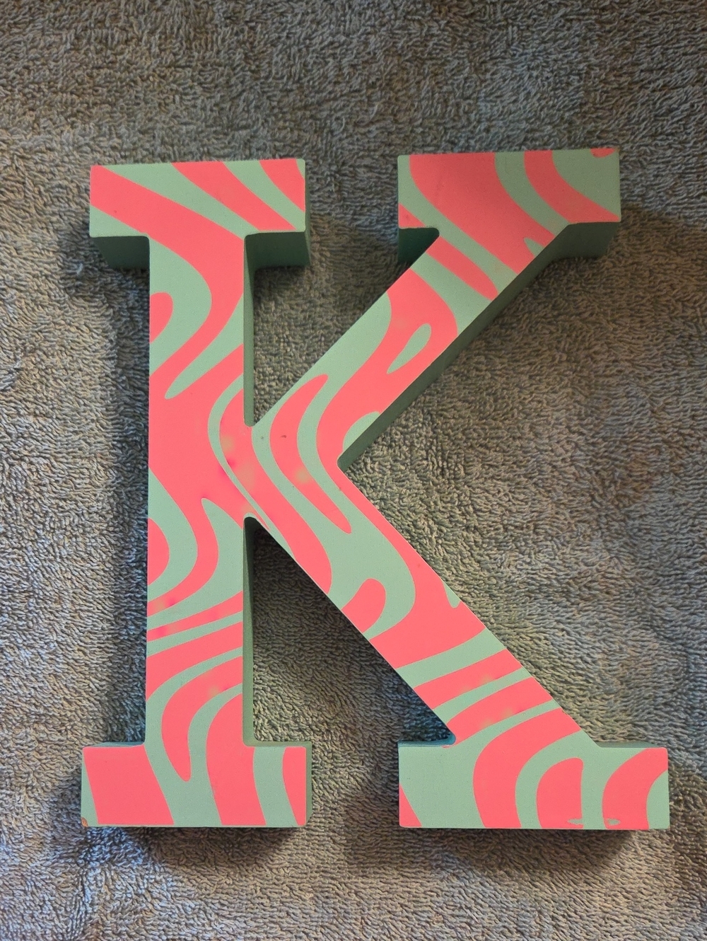 Decorative Letter K Wall Accent in Pink and Mint